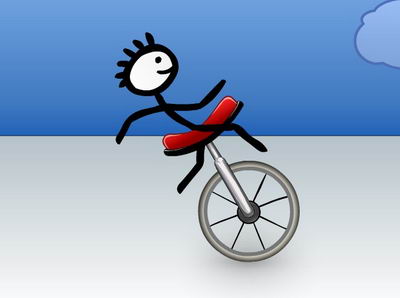 Почуствуй себя клоуном в цирке. Удержи равновесие на одноколесном велосипеде.