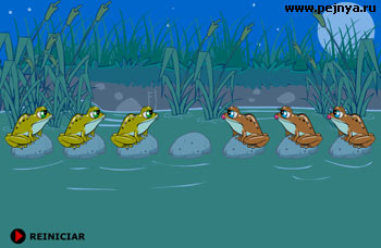 Головоломка покруче кубика рубика. Нужно пересадить жаб на противоположные стороны.