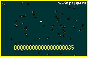 Ваша задача в этой игре увернуться беззащитной точкой от страшных разноглазых квадратиков. А они суки прут со всех сторон.